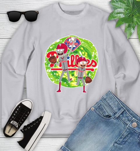 MLB Philadelphia Phillies Rick And Morty Baseball Sports Youth Sweatshirt 5 MLB Philadelphia Phillies Rick And Morty Baseball Sports Youth Sweatshirt - Image 5