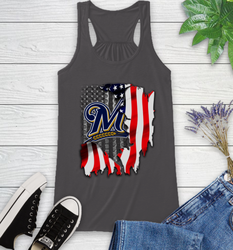 Milwaukee Brewers MLB Baseball American Flag Racerback Tank 11