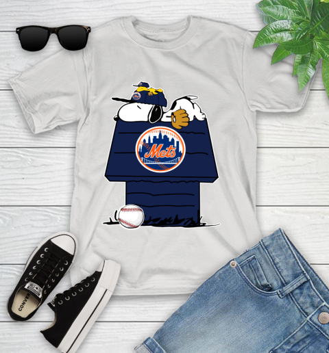 MLB New York Mets Snoopy Woodstock The Peanuts Movie Baseball T Shirt Youth T-Shirt