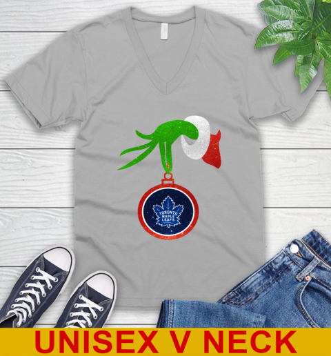 Toronto Maple Leafs Grinch Merry Christmas NHL Hockey V-Neck T-Shirt 4
