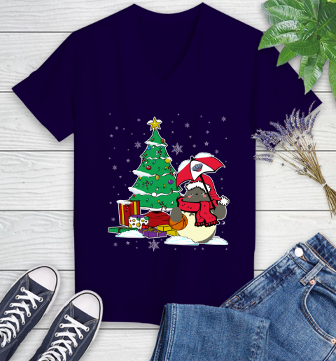 New Orleans Pelicans NBA Basketball Cute Tonari No Totoro Christmas Sports Women's V-Neck T-Shirt 3