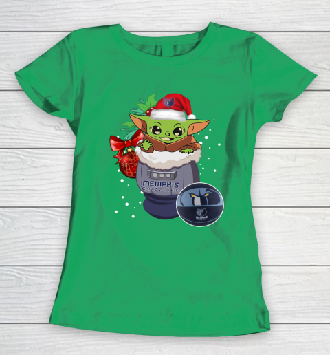 Memphis Grizzlies Christmas Baby Yoda Star Wars Funny Happy NBA Women's T-Shirt