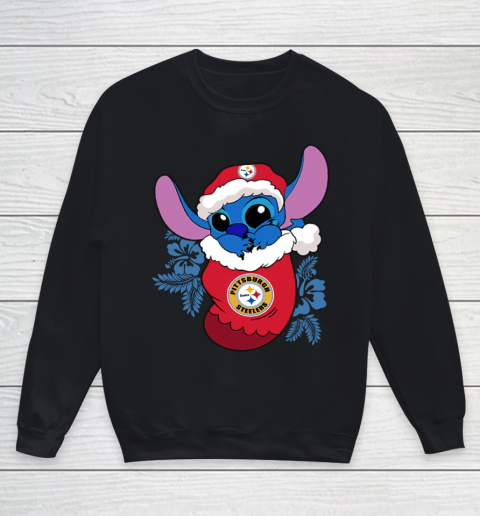 Pittsburgh Steelers Christmas Stitch In The Sock Funny Disney NFL Youth Sweatshirt