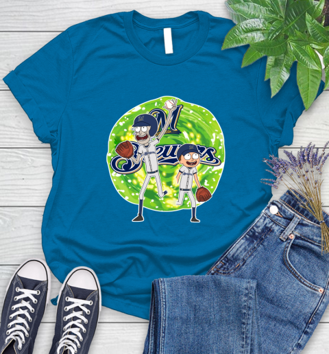 MLB Milwaukee Brewers Rick And Morty Baseball Sports Women's T-Shirt 7
