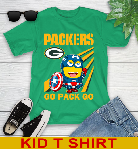 NFL Football Green Bay Packers Captain America Marvel Avengers Minion Shirt Youth T-Shirt 7