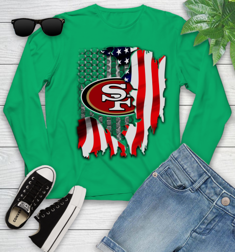San Francisco 49ers NFL Football American Flag Youth Long Sleeve 7