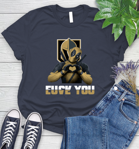 NHL Vegas Golden Knights Deadpool Love You Fuck You Hockey Sports Women's T-Shirt 14
