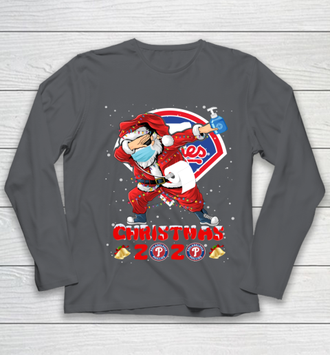 Philadelphia Phillies Funny Santa Claus Dabbing Christmas 2020 MLB Youth Long Sleeve 6
