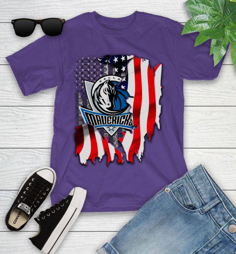 Dallas Mavericks NBA Basketball American Flag Youth T-Shirt 3