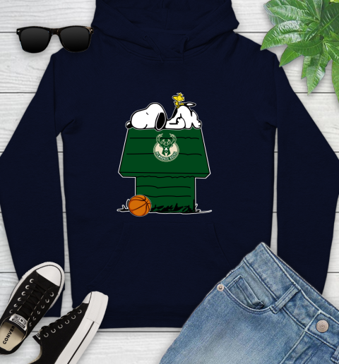 Milwaukee Bucks NBA Basketball Snoopy Woodstock The Peanuts Movie Youth Hoodie 4