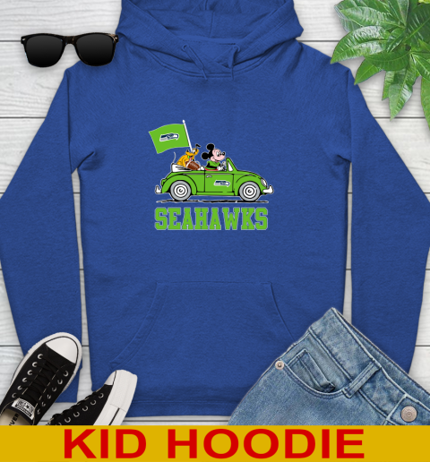 NFL Football Seattle Seahawks Pluto Mickey Driving Disney Shirt Youth Hoodie 10