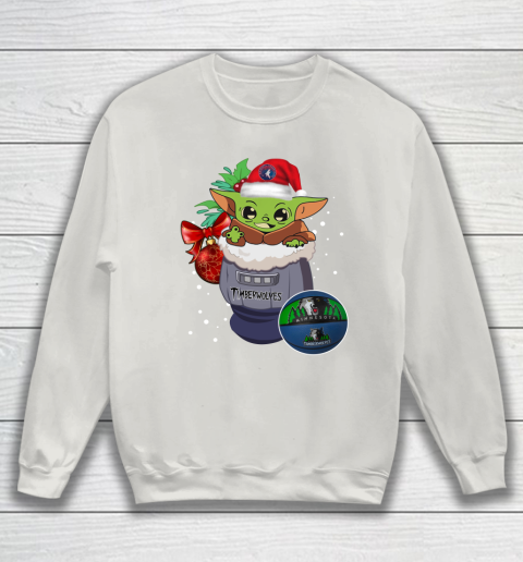 Minnesota Timberwolves Christmas Baby Yoda Star Wars Funny Happy NBA Sweatshirt 10