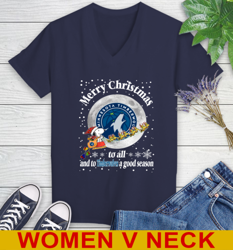 Minnesota Timberwolves Merry Christmas To All And To Timberwolves A Good Season NBA Basketball Sports Women's V-Neck T-Shirt 12