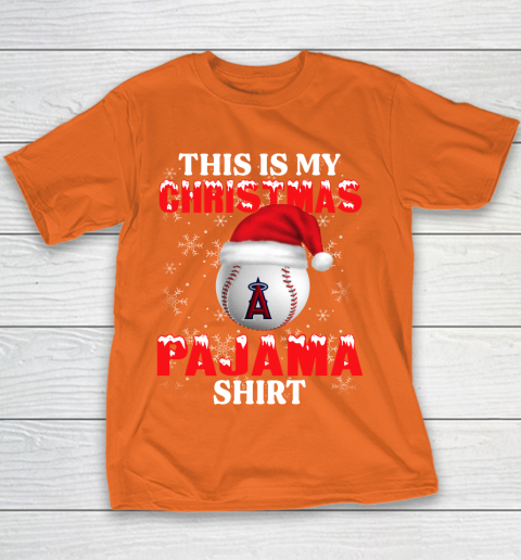 Los Angeles Angels This Is My Christmas Pajama Shirt MLB Youth T-Shirt 4