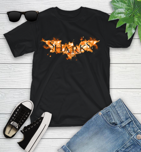 NHL San Jose Sharks Batman Logo DC Hockey Sports Shirts Youth T-Shirt