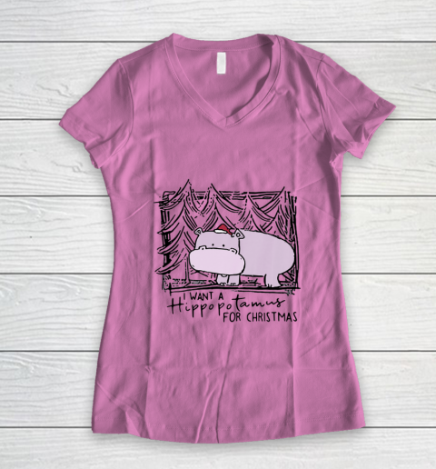 I Want A Hippopotamus For Christmas Hippo for Kid Women Men Women's V-Neck T-Shirt 8