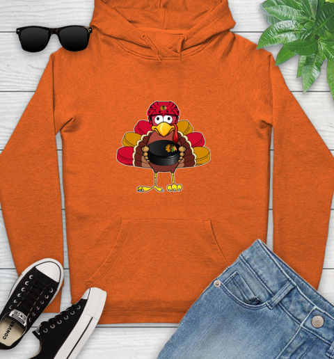 Chicago Blackhawks Turkey Thanksgiving Day Youth Hoodie 5