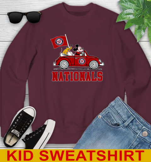 MLB Baseball Washington Nationals Pluto Mickey Driving Disney Shirt Youth Sweatshirt 5