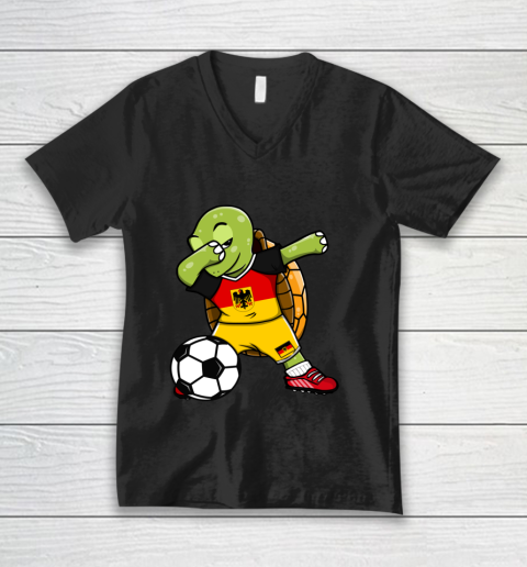 Dabbing Turtle Germany Soccer Fans Jersey German Football V-Neck T-Shirt