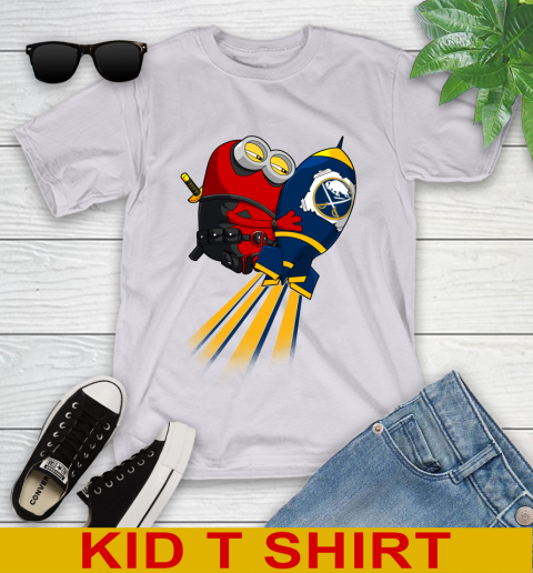 NHL Hockey Buffalo Sabres Deadpool Minion Marvel Shirt Youth T-Shirt 4