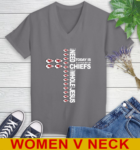NFL All I Need Today Is A Little Bit Of Kansas City Chiefs Cross Shirt Women's V-Neck T-Shirt 11