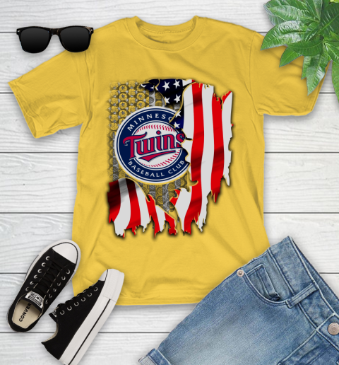 Minnesota Twins MLB Baseball American Flag Youth T-Shirt 10