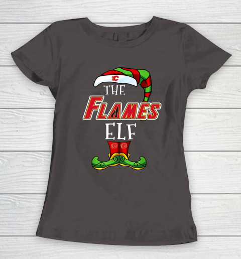Calgary Flames Christmas ELF Funny NHL Women's T-Shirt 7