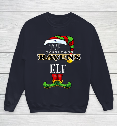 Baltimore Ravens Christmas ELF Funny NFL Youth Sweatshirt 2