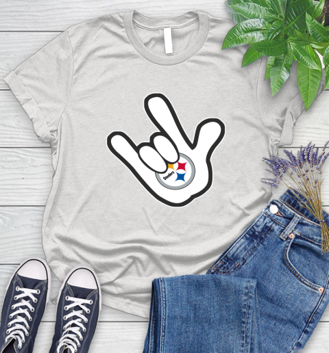 Pittsburgh Steelers NFL Football Mickey Rock Hand Disney Women's T-Shirt