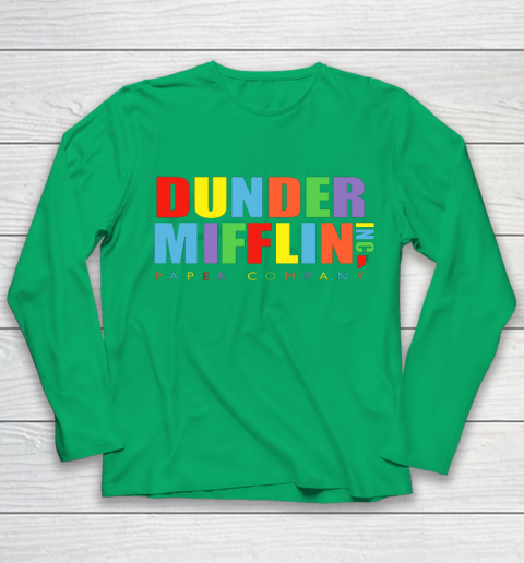The Office Dunder Mifflin Rainbow Letters Youth Long Sleeve 4