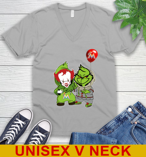 Baby Pennywise Grinch Christmas MLB Baseball Miami Marlins V-Neck T-Shirt 4