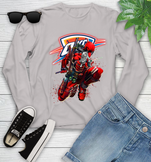 NBA Deadpool Marvel Comics Sports Basketball Oklahoma City Thunder Youth Long Sleeve 12