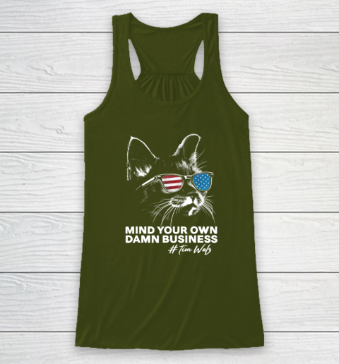 Mind Your Own Damn Business Harris Waltz Cat Lady Racerback Tank 2