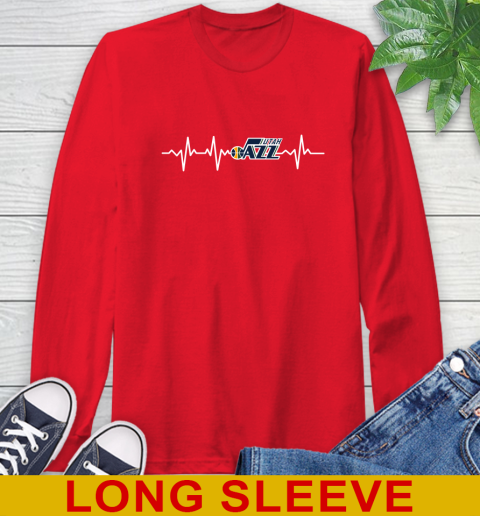 Utah Jazz NBA Basketball Heart Beat Shirt Long Sleeve T-Shirt 12