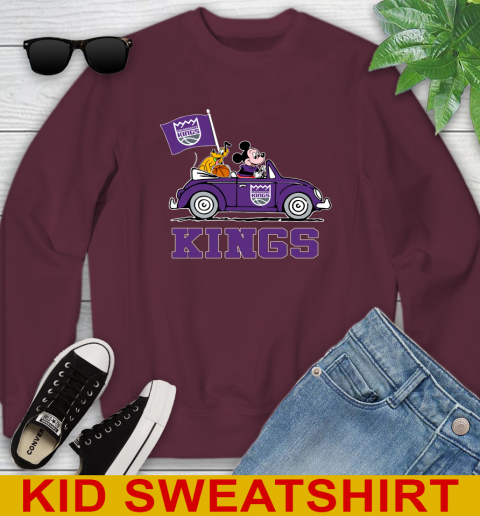 NBA Basketball Sacramento Kings Pluto Mickey Driving Disney Shirt Youth Sweatshirt 5