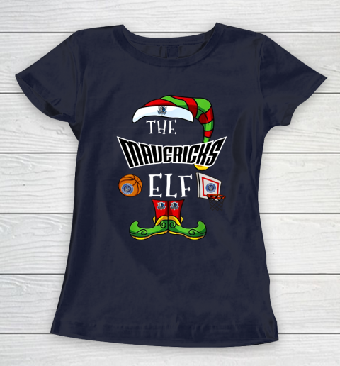 Dallas Mavericks Christmas ELF Funny NBA Women's T-Shirt 2