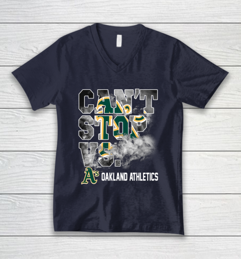 MLB Oakland Athletics Baseball Can't Stop Vs Athletics V-Neck T-Shirt 2