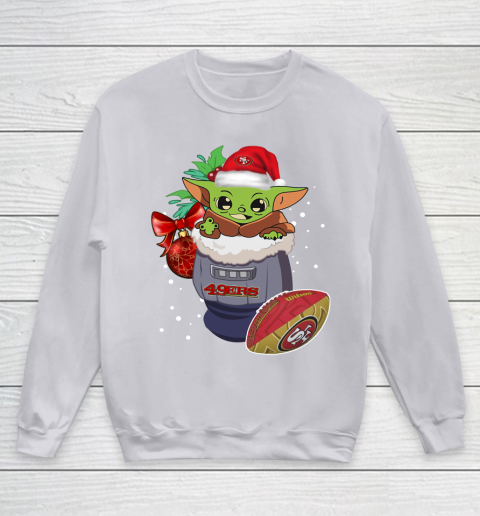San Francisco 49ers Christmas Baby Yoda Star Wars Funny Happy NFL Youth Sweatshirt 4