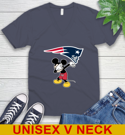 New England Patriots NFL Football Dabbing Mickey Disney Sports V-Neck T-Shirt 8
