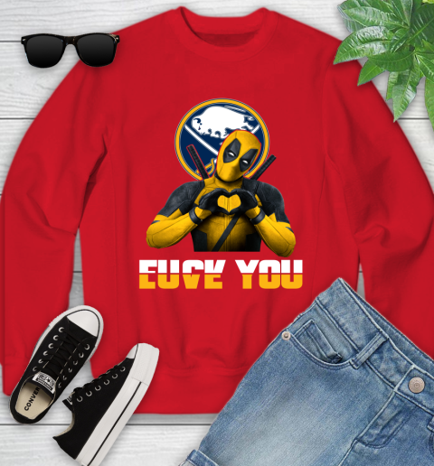 NHL Buffalo Sabres Deadpool Love You Fuck You Hockey Sports Youth Sweatshirt 8
