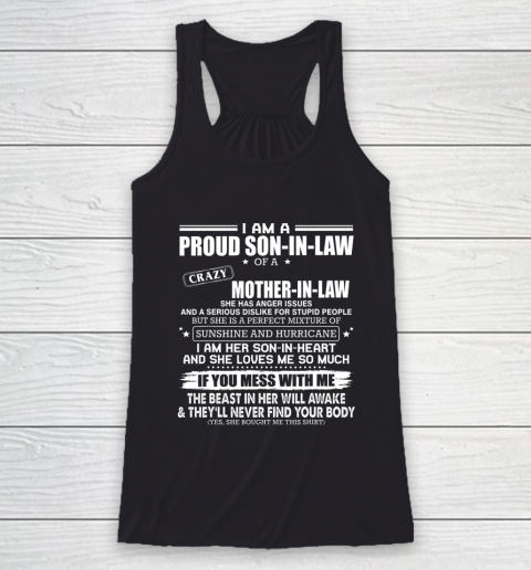 Son In Law Shirt  Im A Proud Son In Law Of A Crazy Mother In Law Gift Racerback Tank