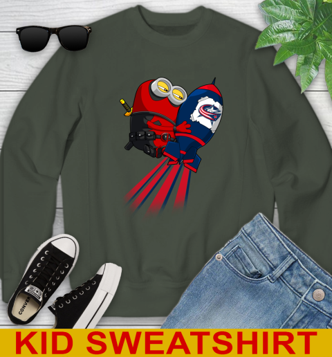 NHL Hockey Columbus Blue Jackets Deadpool Minion Marvel Shirt Youth Sweatshirt 8