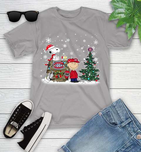 NHL Montreal Canadiens Snoopy Charlie Brown Woodstock Christmas Stanley Cup Hockey Youth T-Shirt 4