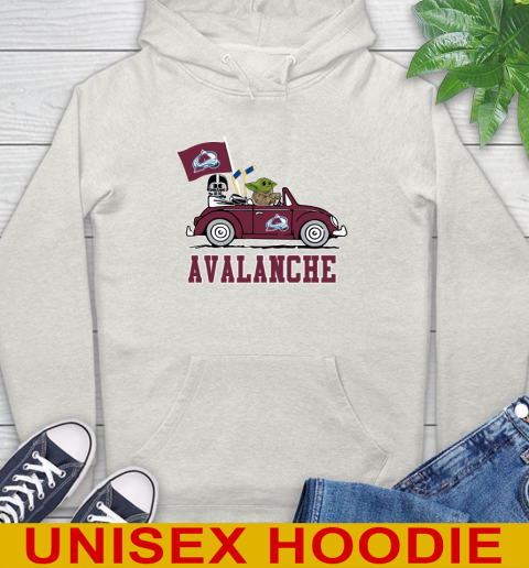NHL Hockey Colorado Avalanche Darth Vader Baby Yoda Driving Star Wars Shirt Hoodie - Image 13