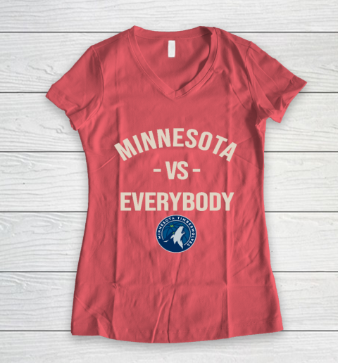 Minnesota Timberwolves Vs Everybody Women's V-Neck T-Shirt 4