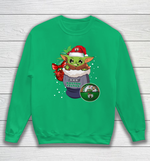 Boston Celtics Christmas Baby Yoda Star Wars Funny Happy NBA Sweatshirt 6