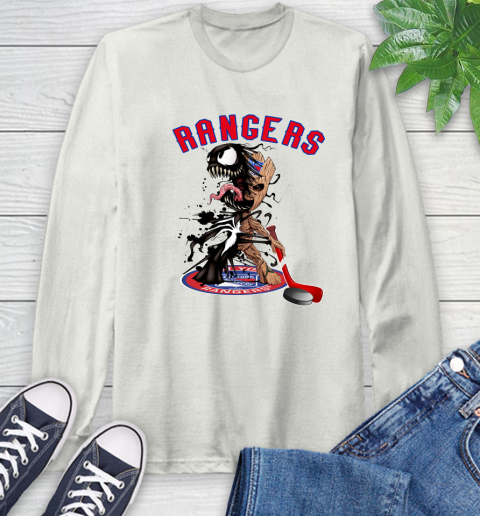 NHL New York Rangers Hockey Venom Groot Guardians Of The Galaxy Long Sleeve T-Shirt 12