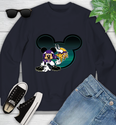 NFL Minnesota Vikings Mickey Mouse Disney Football T Shirt Youth Sweatshirt 3