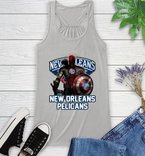 New Orleans Pelicans NBA Basketball Captain America Thor Spider Man Hawkeye Avengers Racerback Tank