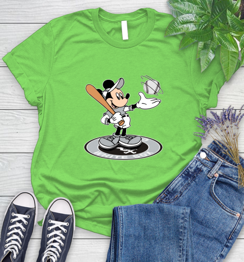 MLB Baseball Chicago White Sox Cheerful Mickey Disney Shirt Women's T-Shirt 10